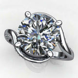 Swirl Twist Solitaire Engagement Ring 3ct Round Cut Diamond 14k WhiteGold Finish