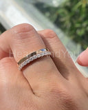 0.5ct Round Cut Moissanite Dual Row Eternity Wedding Band 14k Yellow Gold Plated
