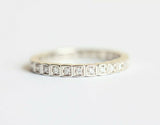 1.2ct Round Cut Diamond Wedding Band 14k WhiteGold Finish Square Shaped Eternity