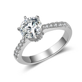 2Ct Round Cut Diamond Collared Solitaire Engagement Ring 14K White Gold Finish