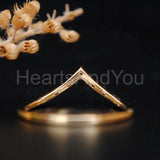 0.04ct Round Cut Moissanite Wishbone Stackable Dainty Band 14K YellowGold Plated