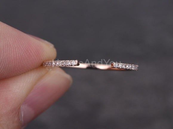 0.15ct Round Cut Moissanite Anniversary Women Wedding Band 14k Rose Gold Plated