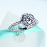 2.2ct Round Cut Moissanite Halo Women Engagement Ring 14k White Gold Plated