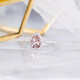 1ct Pear Cut Champagne Morganite Solitaire Engagement Ring 14k White Gold Finish