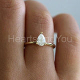 0.4ct Pear Simulated Diamond Solitaire Engagement Ring 14k Yellow Gold Plated