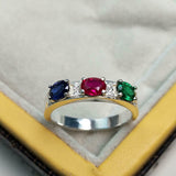 2.5ct Wedding Band Oval Cut Multi Stone Stylish Three Stone 14k White Gold Over