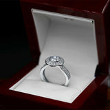 1.5ct Round Cut VVS1 Diamond Engagement Ring 14k WhiteGold Finish Halo Solitaire