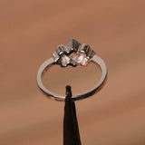 1.6ct Engagement Ring Asscher Cut Morganite Stylish Floral 14k White Gold Finish