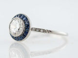2ct Round Cut Diamond Engagement Ring Art Deco Sapphire Halo 14k White Gold Over