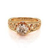 1ct Round Peach Morganite Engagement Ring 14k Rose Gold Finish Art Deco Milgrain