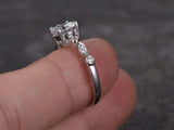 1.4ct Round Cut Diamond Accents Solitaire Engagement Ring 14k White Gold Finish