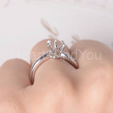 0.2ct Round Stone Ring Setting Round Simulated Semi Mount 14k White Gold Plated