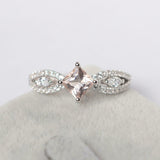 1ct Princess Cut Peach Morganite Solitaire Unique Accent Ring 14k WhiteGold Over