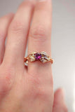 1ct Round Cut Pink Ruby Engagement Ring Floral Petal Leaf 14k Yellow Gold Finish