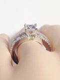 4Ct Princess Cut Diamond Round Iced Shank Engagement Ring 14K White Gold Finish