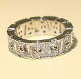 4ct Round & Baguette Cut Diamond Wedding Ring Band 14k WhiteGold Finish Eternity