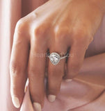 2.1ct Pear Cut Simulated Diamond Halo Engagement Ring 14k White Gold Plated