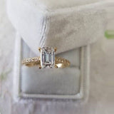 2.4ct Emerald Cut VVS1 Diamond Solitaire Engagement Ring 14k Yellow Gold Finish