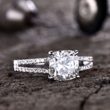2ct Cushion Cut Diamond Engagement Ring Split Band Solitaire 14k White Gold Over