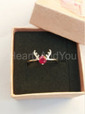 0.4ct Round Cut Simulated Ruby Dear Design Engagement Ring 14k White Gold Plated