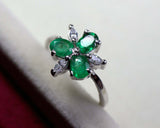 2.3ct Engagement Ring Oval Cut Emerald Stylish Partywear 14k White Gold Finish