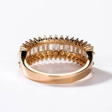 Three Row Half Eternity Wedding Band 3ct Baguette Cut Diamond 14k Rose Gold Over