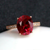 2.2ct Oval Cut Pink Ruby Diamond Accents Solitaire Ring 14k Rose Gold Finish