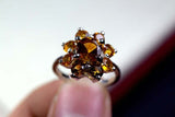 2.25ct Engagement Ring Round Cut Yellow Citrine Floral Halo 14k WhiteGold Finish