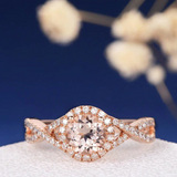 2ct Round Cut Morganite Engagement Ring Split Shank Infinity 14k Rose Gold Over