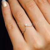 0.05ct Round Cut Moissanite Minimal Tiara Chevron Ring 14K Yellow Gold Plated