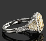 3.5ct Cushion Cut Yellow Sapphire Diamond Double Halo Ring 14k Dual Gold Finish