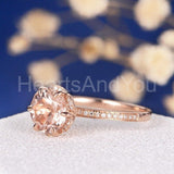 2ct Round Cut Simulated Morganite Floral Engagement Ring 14k Rose Gold Plated