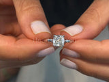 0.25ct Cushion Simulated Diamond Solitaire Engagement Ring 14k White Gold Plated