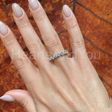 0.1ct Round Cut Moissanite Stackable Women Wedding Band 14k White Gold Plated