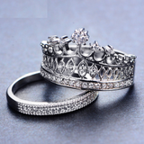 2.6ct Round Cut Diamond Engagement Ring 14k White Gold Finish Crown Bridal Set