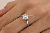 0.3ct Round Cut Moissanite Floral Women Engagement Ring 14k White Gold Plated