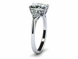 2.1ct Radiant Cut Diamond Three Stone Engagement Ring 14k White Gold Finish