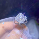 Sunburst Halo Engagement Ring 2ct Round Cut VVS1D Diamond 14k White Gold Finish