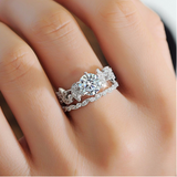 2ct Round Cut Diamond Engagement Ring 14k White Gold Finish Antique Bridal Set