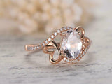 2.2ct Oval Cut Peach Morganite Engagement Ring 14k RoseGold Finish Unique Design