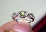 2.2ct Engagement Ring Round Cut Green Peridot Infinity 14k White Gold Finish