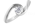 0.5ct Round Cut Moissanite Swirl Solitaire Engagement Ring 14k White Gold Plated