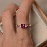 0.4ct Cushion Cut Pink Sapphire Solitaire Engagement Ring 14k White Gold Finish