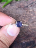0.3ct Round Cut Simulated Blue Sapphire Solitaire Ring 14k White Gold Plated