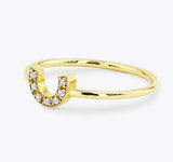 0.5ct Round Cut Diamond Horse Shoe Lucky Engagement Ring 14k Yellow Gold Finish