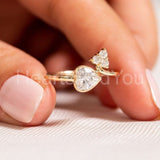 1ct Heart Simulated Diamond Bezel Petite Engagement Ring 14k White Gold Plated