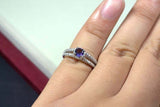 0.55ct Engagement Ring Round Cut Purple Amethyst Split Shank 14k White Gold Over