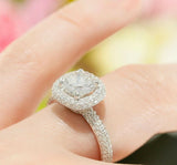 3ct Round Cut Diamond High Halo Solitaire Engagement Ring 14k White Gold Finish