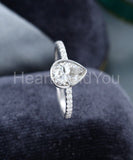 0.5ct Pear Cut Simulated Diamond Accents Bezel Set Ring 14k White Gold Plated