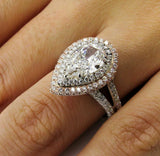 6.5ct Oval Cut Diamond Cocktail Split Band Engagement Ring 14K White Gold Finish